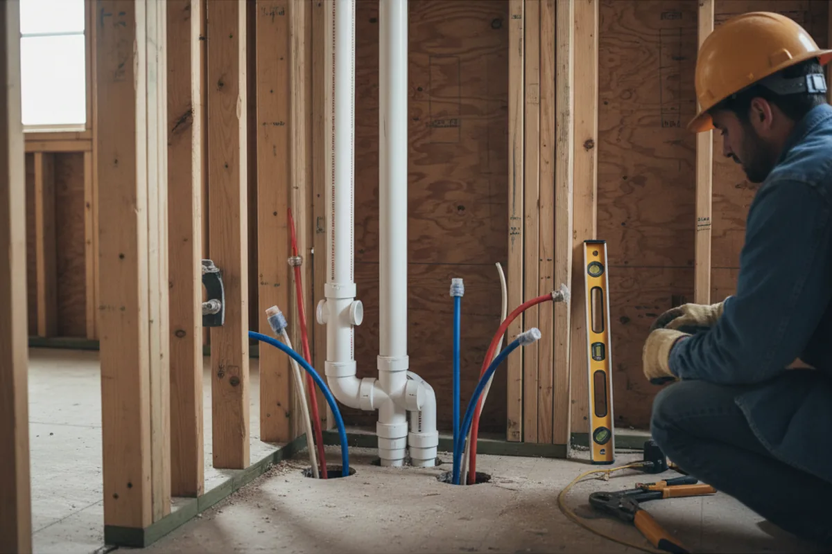 Drain and supply rough-in during Drain Cleaning in Mantua